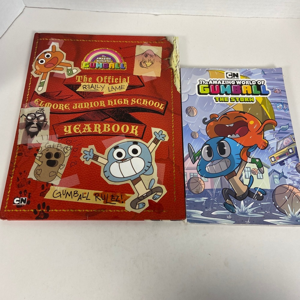 Amazing World of Gumball Book Lot Elmore Yearbook & The Storm 2 Graphic Novels